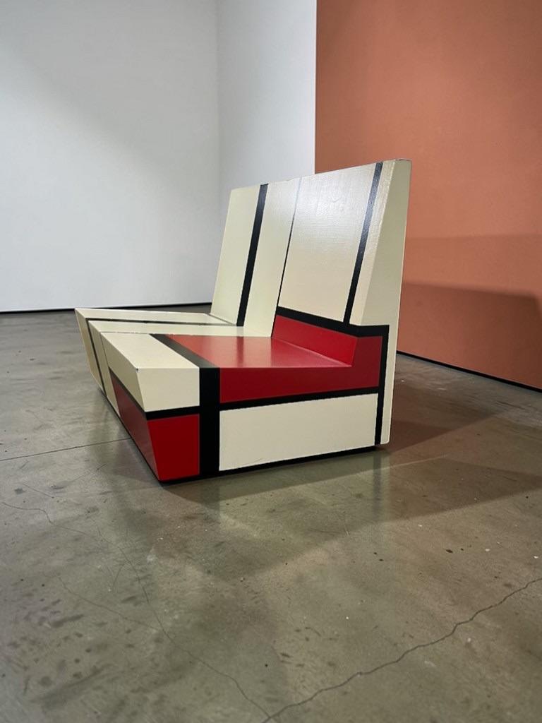 vintage gekleurde Mondriaan stijl laag bankje / tweezit, Antiek en Kunst, Curiosa en Brocante, Ophalen