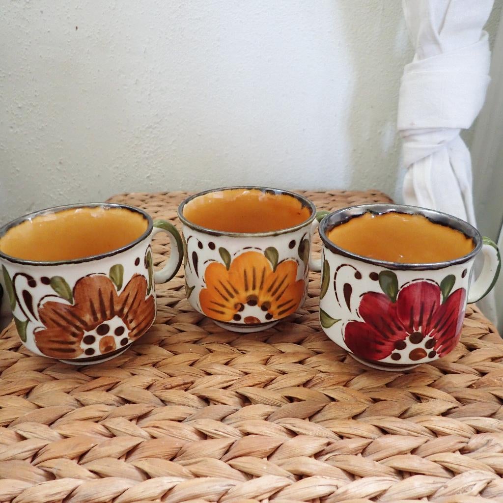 3 vintage Boch Nova tasjes met vrolijk bloemdecor Paradiso, Antiek en Kunst, Ophalen of Verzenden