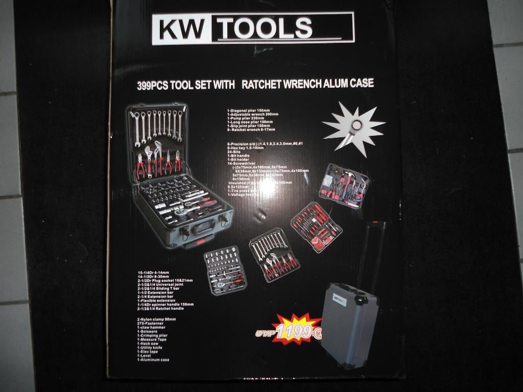 gereedschapskoffer, gereedschapskist 399-delig nieuw, Doe-het-zelf en Bouw, Gereedschapskisten, Ophalen, Gevuld, Nieuw