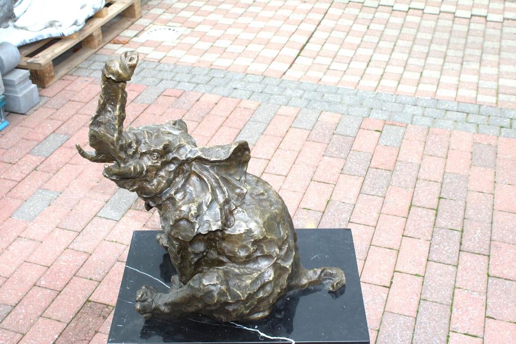 XXL zittende olifant in brons, gesigneerd, BUGATTI., Ophalen, Brons