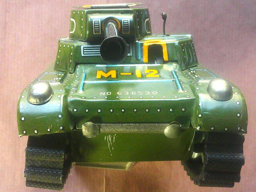 Char d'assaut jouet à propulsion mécanique tank années 1950, Collections, Envoi, Armée de terre, Autres types