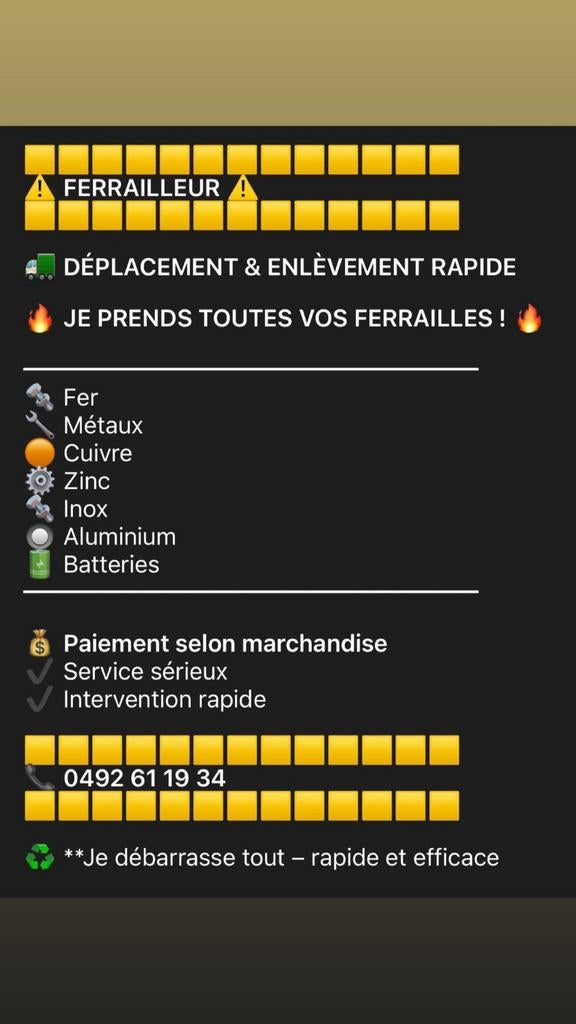 Je ramasse tous vos vieux fer zinc inox cuivre laiton étain, Doe-het-zelf en Bouw, Metalen, Ophalen, IJzer
