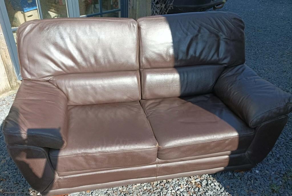 Canapé en cuir  Château d'Ax 2 places, Banc droit, Enlèvement, Utilisé, Cuir