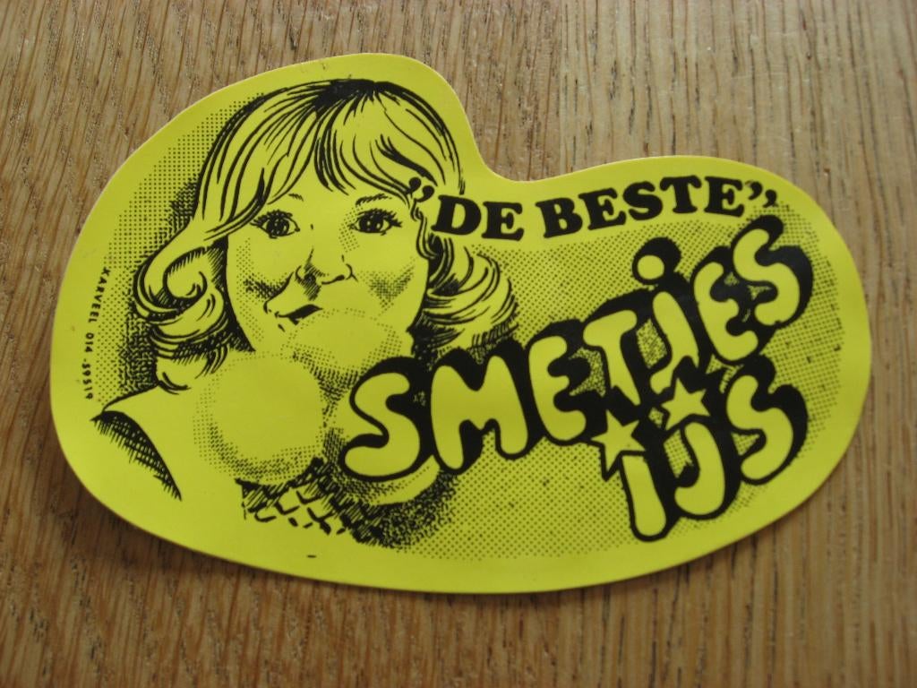Smetjes ijs De Beste 12 x 8,5 cm Sticker Gele, Ophalen of Verzenden, Nieuw, Bedrijf of Vereniging