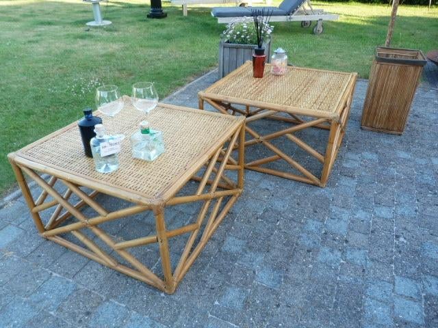 Vintage bamboo / rotan salontafels, Ophalen