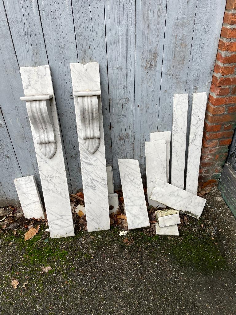 witte marmer schouwmantel, Ophalen