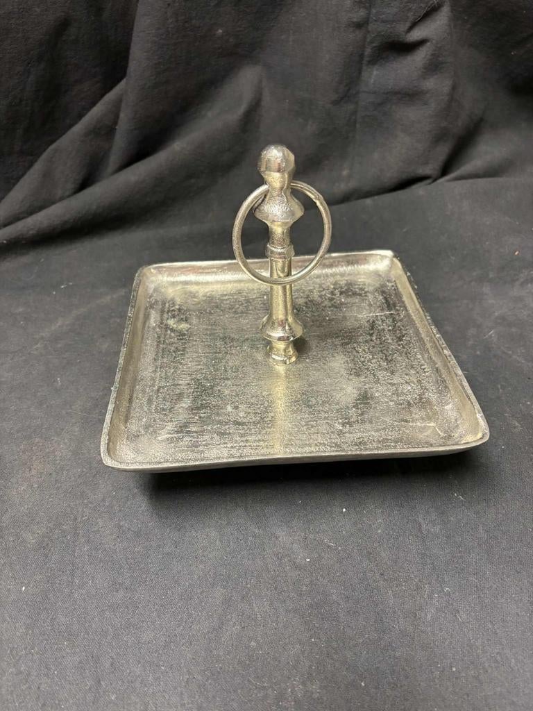 Zilverkleurige geborsteld metalen dienblad, Huis en Inrichting, Woonaccessoires | Dienbladen, Ophalen