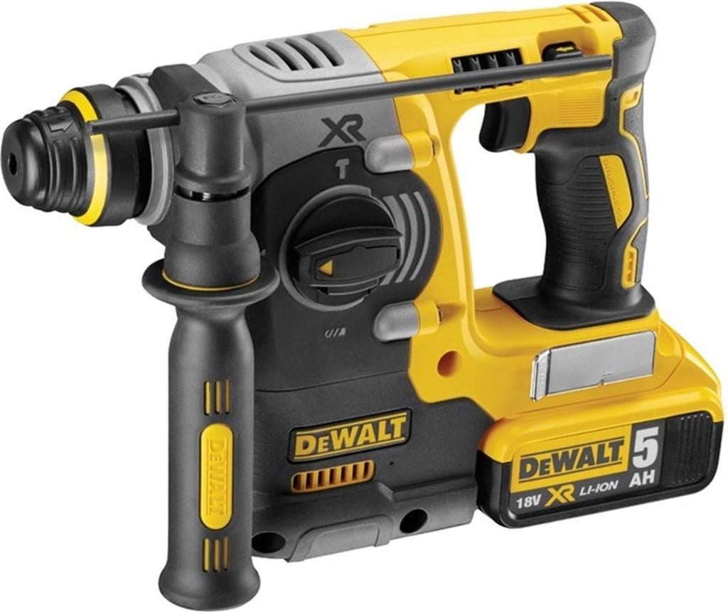 DEWALT DCH 273P1 18V HAMERBOOR MET 5AH BATT, Gebruikt, Boor- en/of Breekhamer, Ophalen of Verzenden, Klopboormechanisme