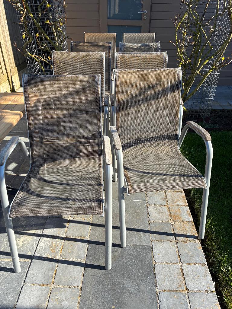 Tuinstoelen 8 stuks, Ophalen, Gebruikt, Stapelbaar