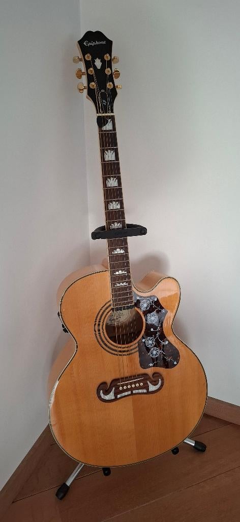 Guitare acoustique Epiphone EJ 200 CE Jumbo + étui Mint !!, Enlèvement ou Envoi, Comme neuf, Guitare Western ou Guitare Folk, Avec valise