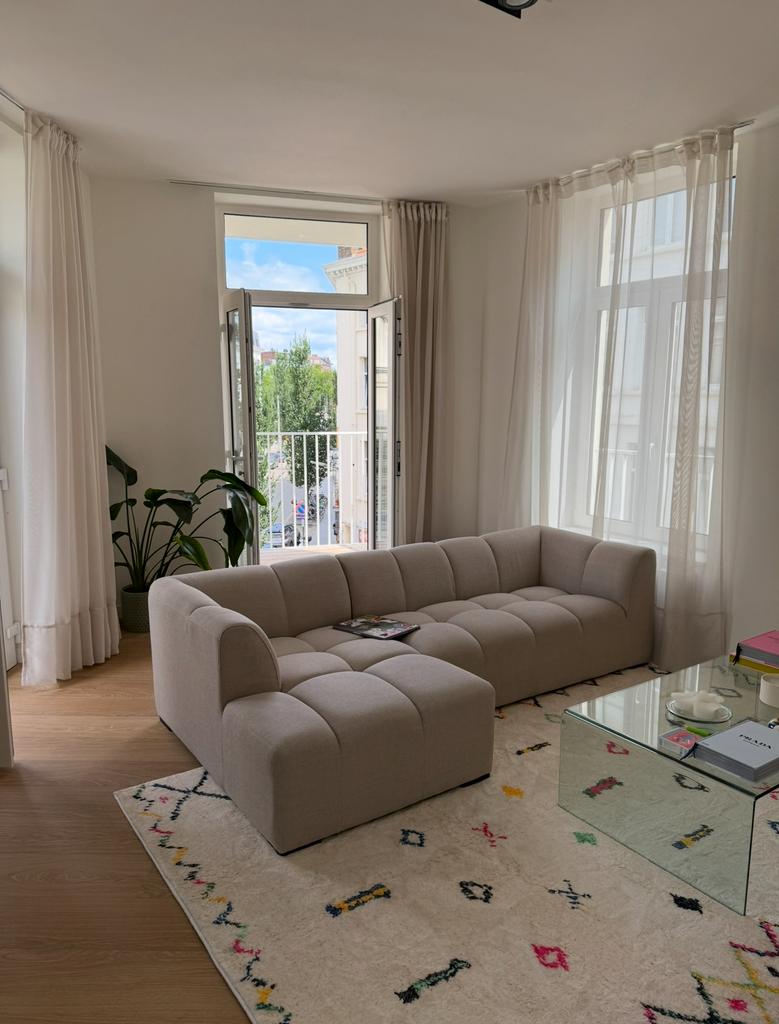 Mooie beige zetel, Huis en Inrichting, Ophalen, Stof