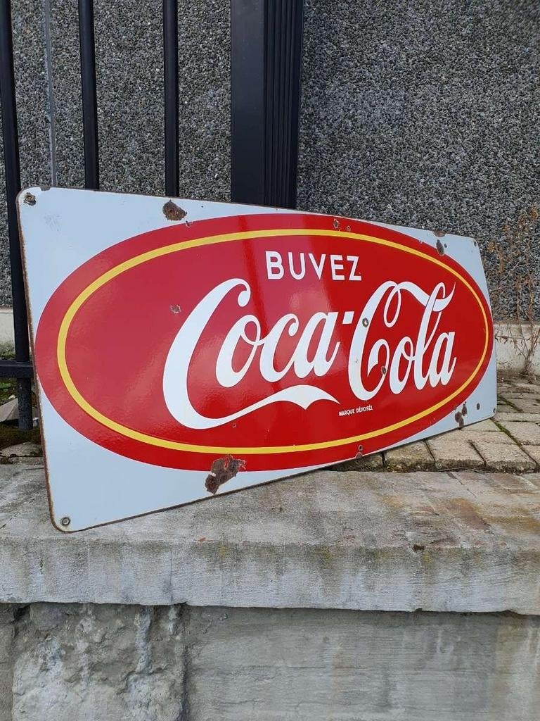 Jaren 70 coca cola emaille bord, Ophalen of Verzenden, Zo goed als nieuw