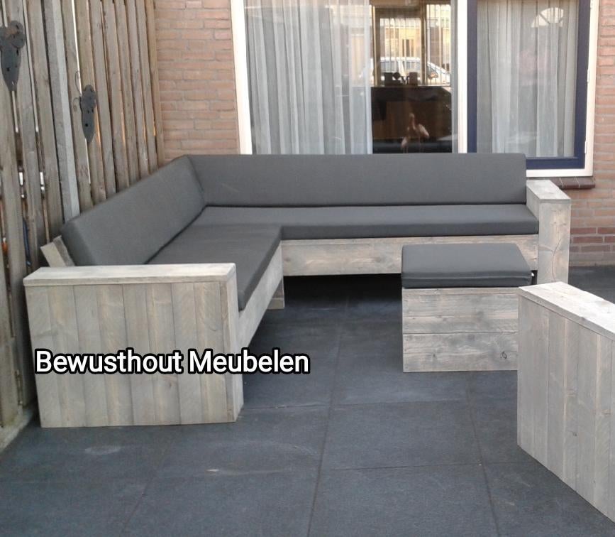 ACTIE!! Steigerhouten Hoekbank/Loungeset! 5 dagen Levertijd!, Tuin en Terras, Tuinsets en Loungesets, Steigerhout, Nieuw, Ophalen of Verzenden
