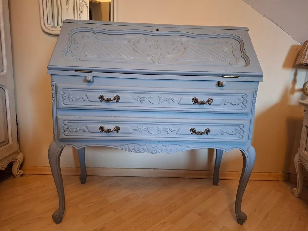 Met krijtverf gerestylde brocante secretaire bureau, Huis en Inrichting, Kasten | Secretaires, Zo goed als nieuw, Ophalen
