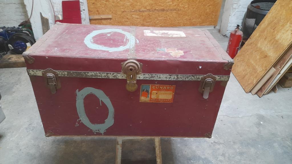 Vintage houten reiskoffer cruiseschepen, Antiek en Kunst, Ophalen