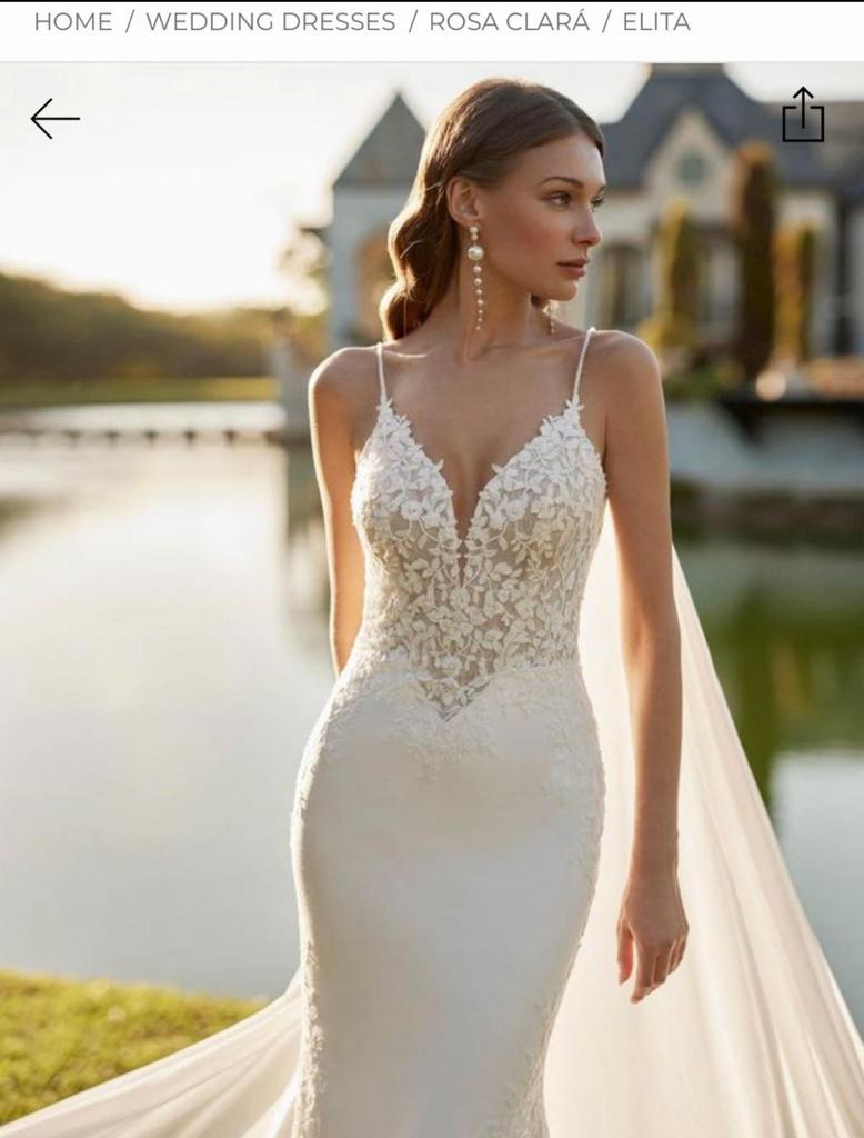 Trouwjurk Rosa Clara Elita met sluier, Kleding | Dames, Ophalen of Verzenden, Zo goed als nieuw, Trouwjurk