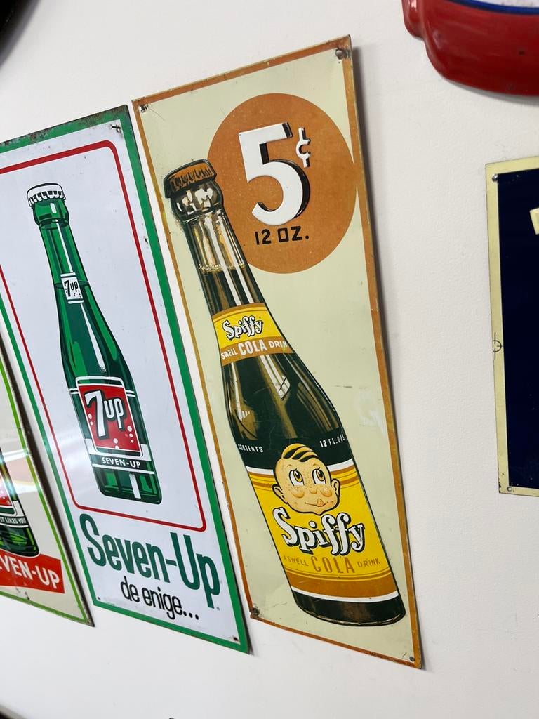 Ancienne enseigne publicitaire Spiffy Cola, Collections, Enlèvement ou Envoi, Utilisé, Panneau publicitaire