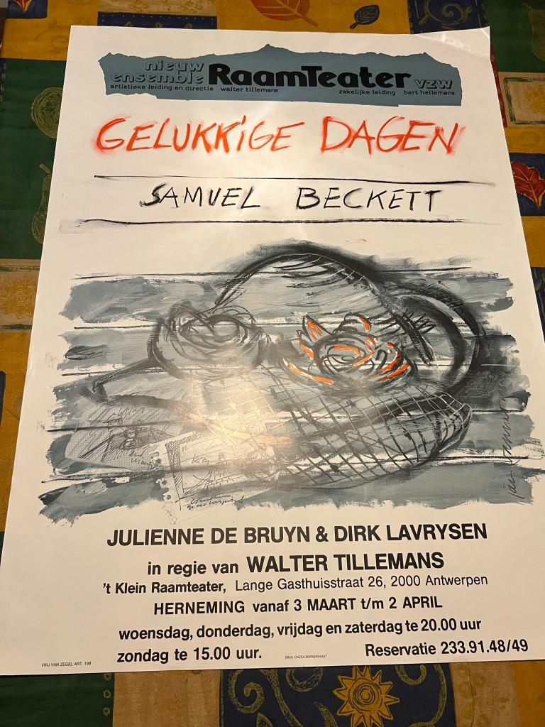 Poster toneel Gelukkige dagen - Samuel Beckett, Rechthoekig Staand, Deurposter of groter, Ophalen of Verzenden, Zo goed als nieuw