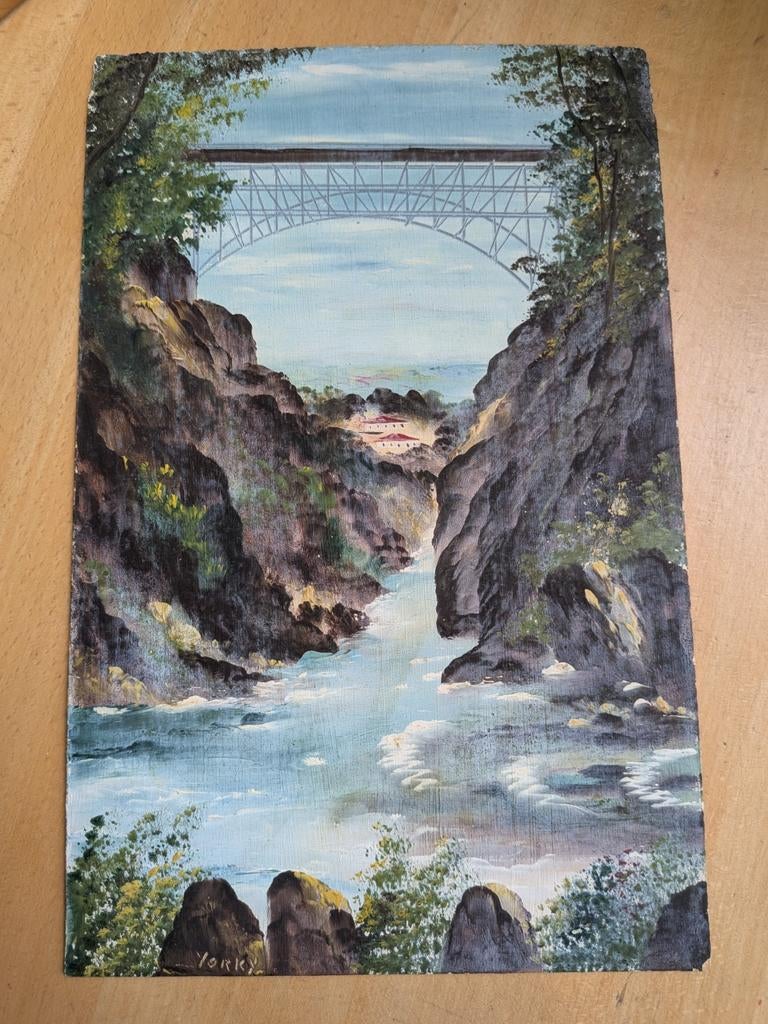 Olieverfschilderij van Niagara Falls, Ophalen of Verzenden, Zo goed als nieuw