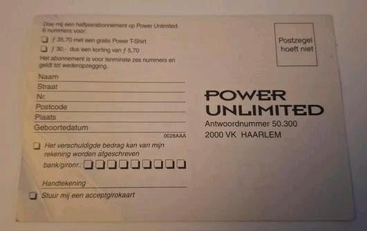 Power Unlimited Postkaart (90s Game Magaizne abonnement), Timbres & Monnaies, Lettres & Enveloppes | Pays-Bas, Enlèvement ou Envoi