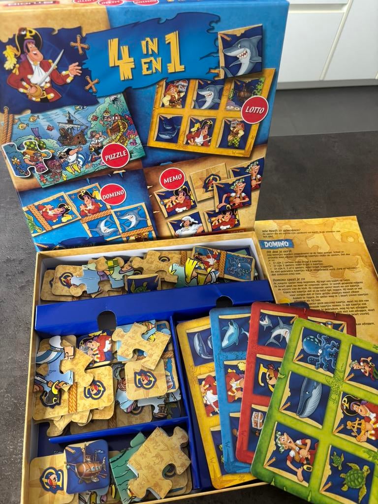 Piet piraat: 4 in 1 Lotte - puzzel - domini - memo, Enlèvement, Comme neuf