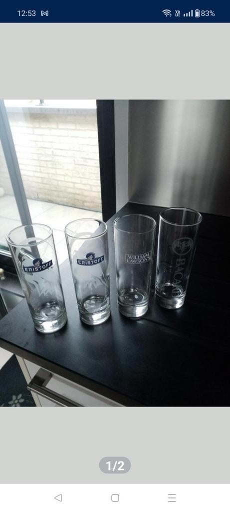 4 verres à long drink, sablés, Enlèvement ou Envoi, Comme neuf