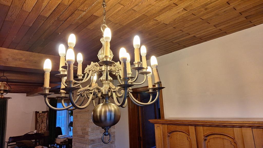 Stijlvolle zware kroonluster, Ophalen, Gebruikt, Metaal