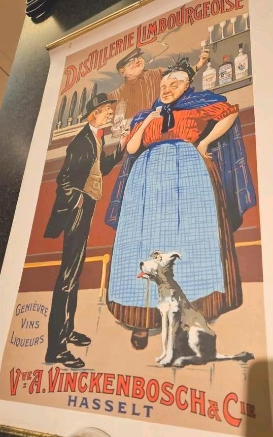Antieke reclameposter Hasseltse jenever, Verzamelen, Ophalen of Verzenden, Nieuw