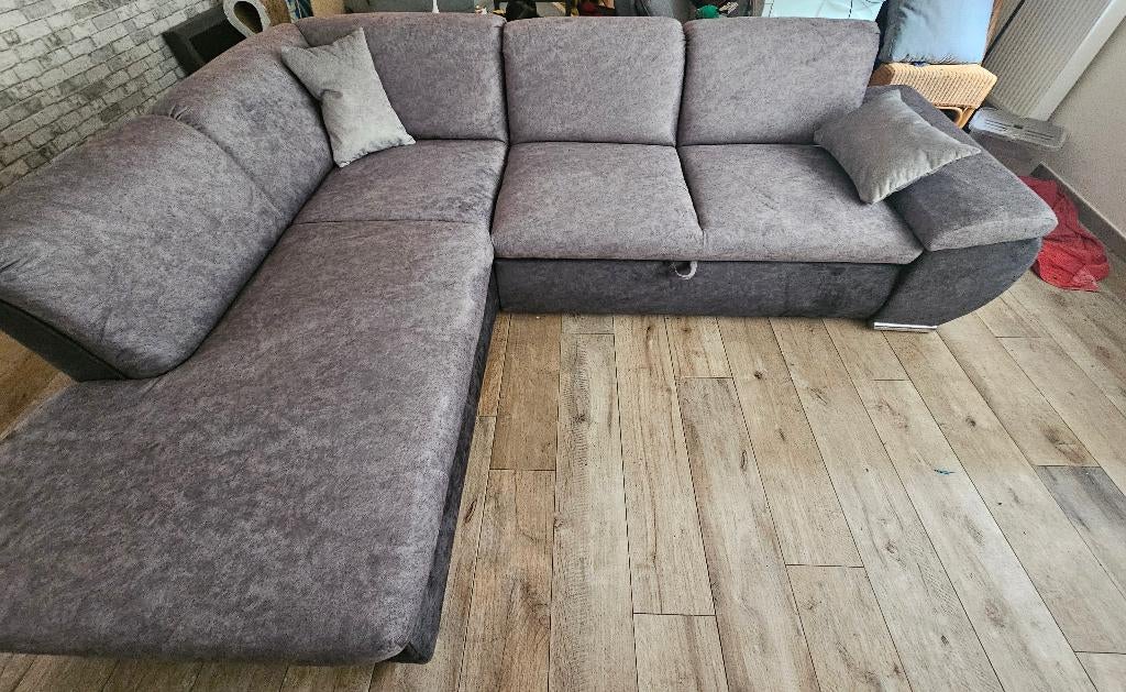 L hoek zetel, Maison & Meubles, Canapés | Salons, Utilisé, Banc d'angle, Trois personnes, 150 à 200 cm, 125 à 150 cm, Bois, Synthétique