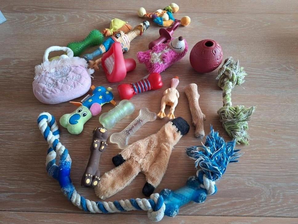 Allerlei hondenspeelgoed/ apport, trek, kauw, piepspeelgoed., Dieren en Toebehoren, Hondenspeelgoed, Ophalen of Verzenden, Zo goed als nieuw