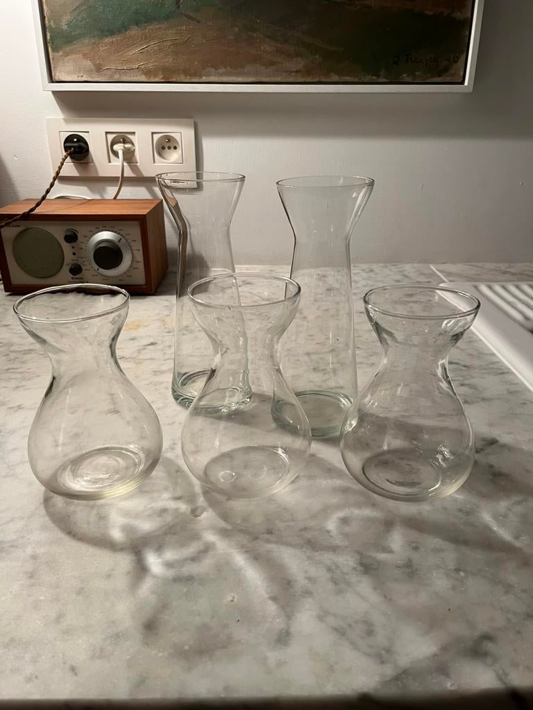 ANTIEKE HYACINTGLAZEN GLAS BOLLEN BLOEMEN VAAS, Ophalen of Verzenden