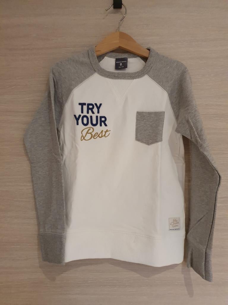 Witte sweater Baker Bridge 8 jaar, Enfants & Bébés, Garçon, Enlèvement ou Envoi, Pull ou Veste, Comme neuf