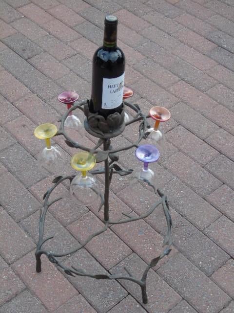 porte bouteille et verres en bronze, Maison & Meubles, Accessoires pour la Maison | Porte-bouteilles, Neuf, 50 à 75 cm, Autres matériaux