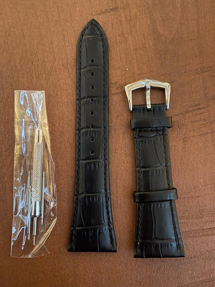 horlogeband leder voor Baume Mercier Hampton 25 mm aanzet, Bijoux, Sacs & Beauté, Bracelets, Neuf, Cuir, Noir, Enlèvement ou Envoi