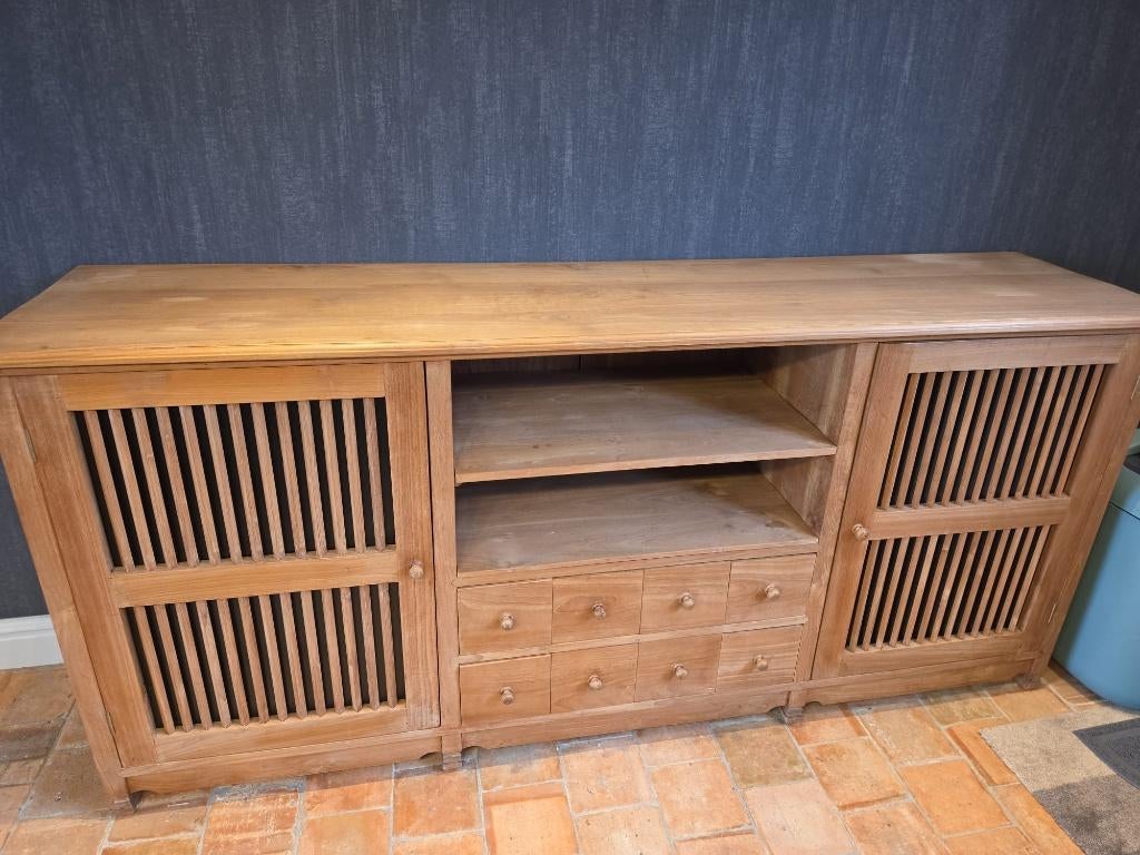 Massieve teak dressoir, Huis en Inrichting, Ophalen, Met deur(en), 150 tot 200 cm, Teakhout