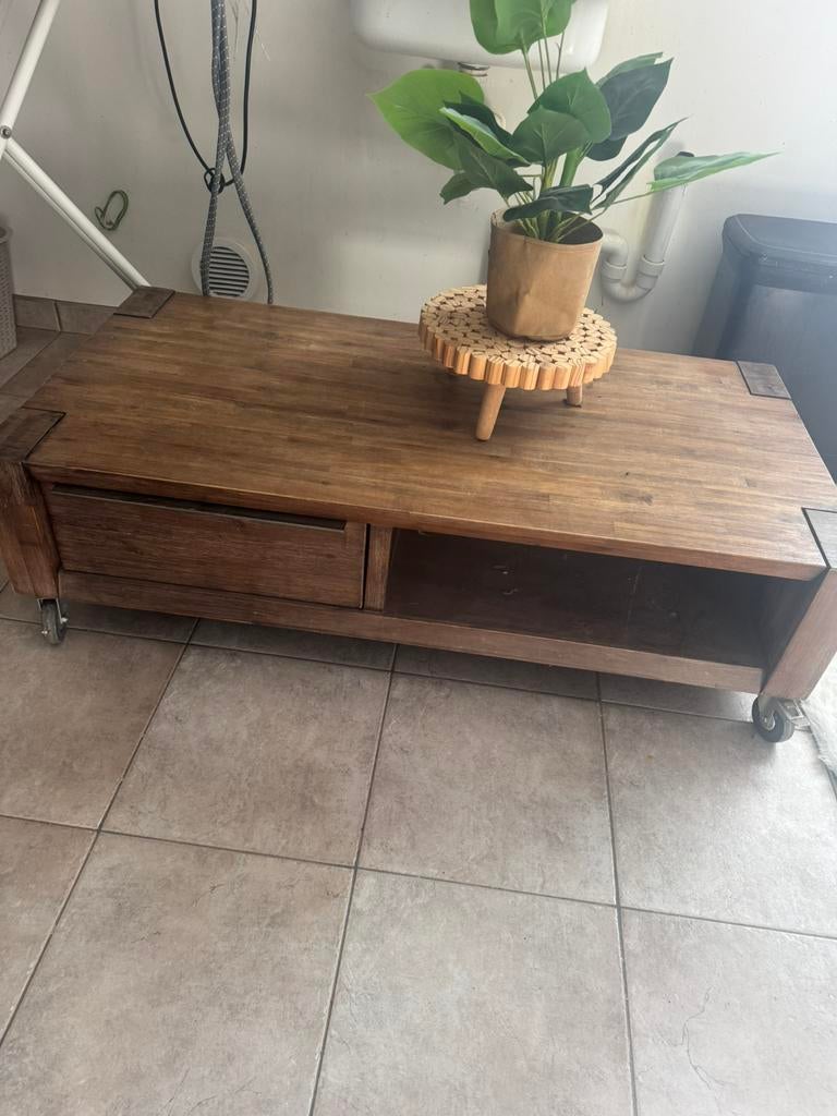 Salontafel + eettafel + dressoir in acacia hout, Huis en Inrichting, Tafels | Eettafels, Ophalen, Zo goed als nieuw