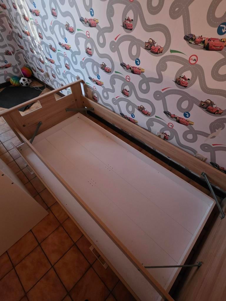 1 persoons bed, Huis en Inrichting, Ophalen, 90 cm, Eenpersoons, Beige