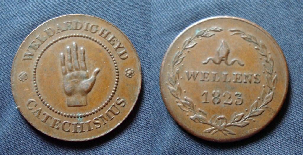 Weldadigheidspenning Wellens 1823 (Antwerpen), Postzegels en Munten, Penningen en Medailles, Verzenden, Brons