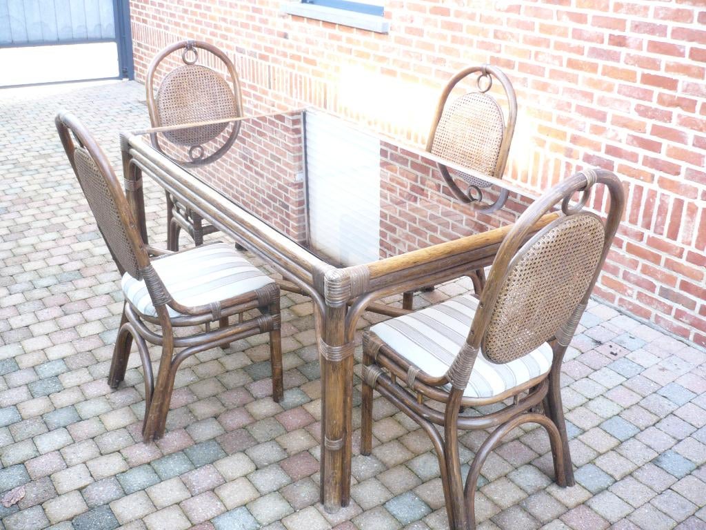 TUINTAFEL MET 4 STOELEN, Tuin en Terras, Tuintafels, Ophalen, Gebruikt, Rechthoekig