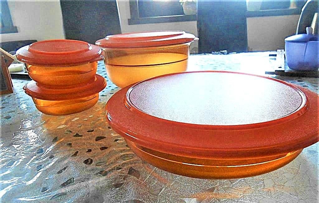 Tupperware : bel ensemble , 4 articles , teinte cannelle, Enlèvement ou Envoi, Neuf, Orange, Boîte