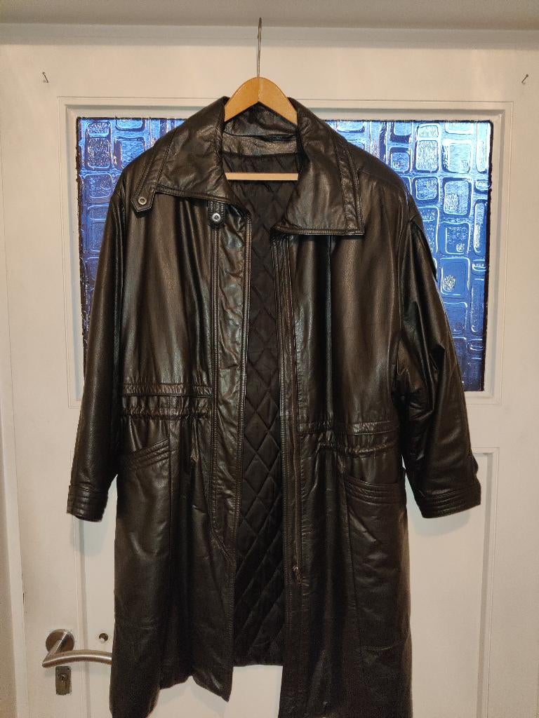 manteau en cuir pour femme, taille 42/44, Enlèvement ou Envoi, Porté, Noir, Taille 42/44 (L)