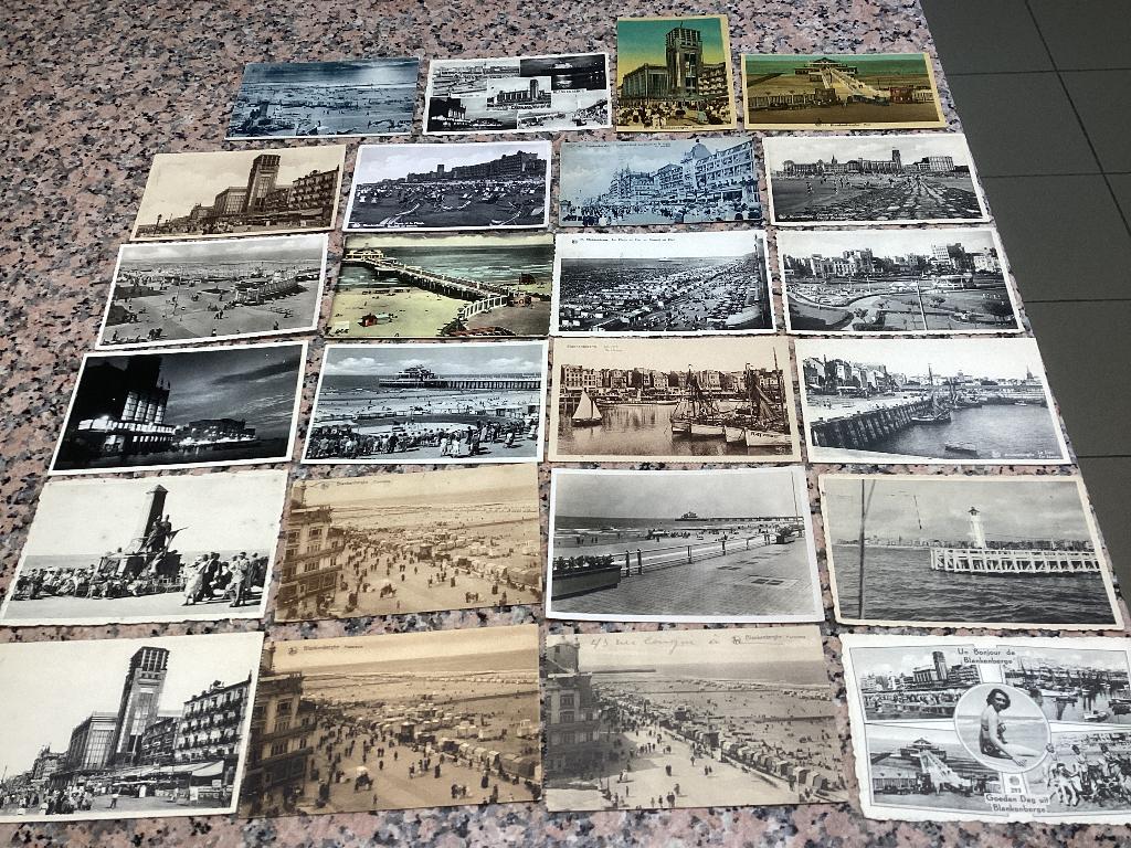 Lot 24 oude postkaarten BLANKENBERGE kust zee, Ophalen of Verzenden, 1920 tot 1940, Gelopen, West-Vlaanderen