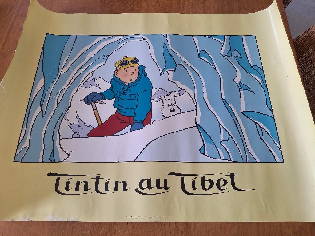 Poster „Kuifje in Tibet”, Verzamelen, Gebruikt, Deurposter of groter, Rechthoekig Liggend, Ophalen of Verzenden