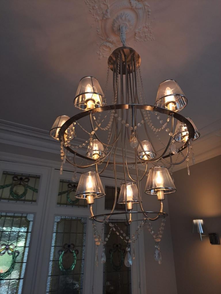 Lustre moderne avec 2 appliques, Enlèvement, Comme neuf, Métal, Modern