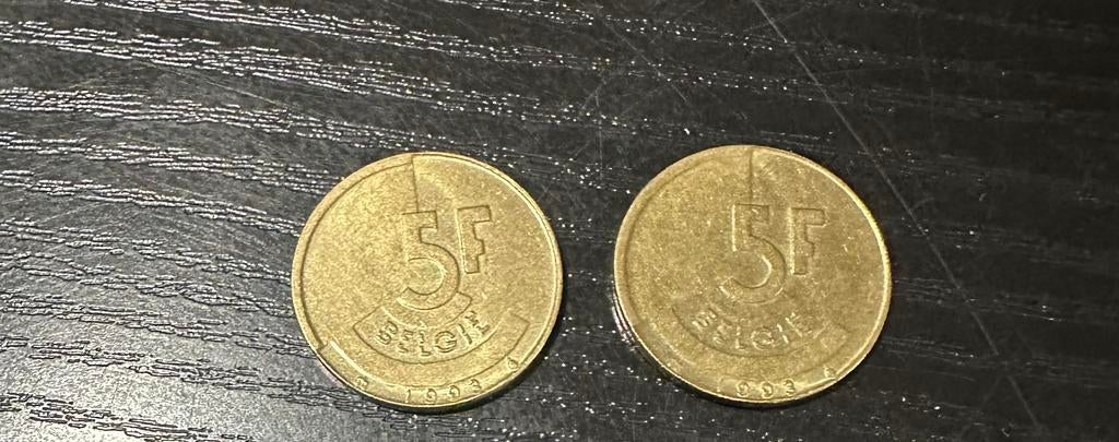 Pièces de 5 francs belges, Timbres & Monnaies, Monnaies | Belgique, Enlèvement, Bronze, Série