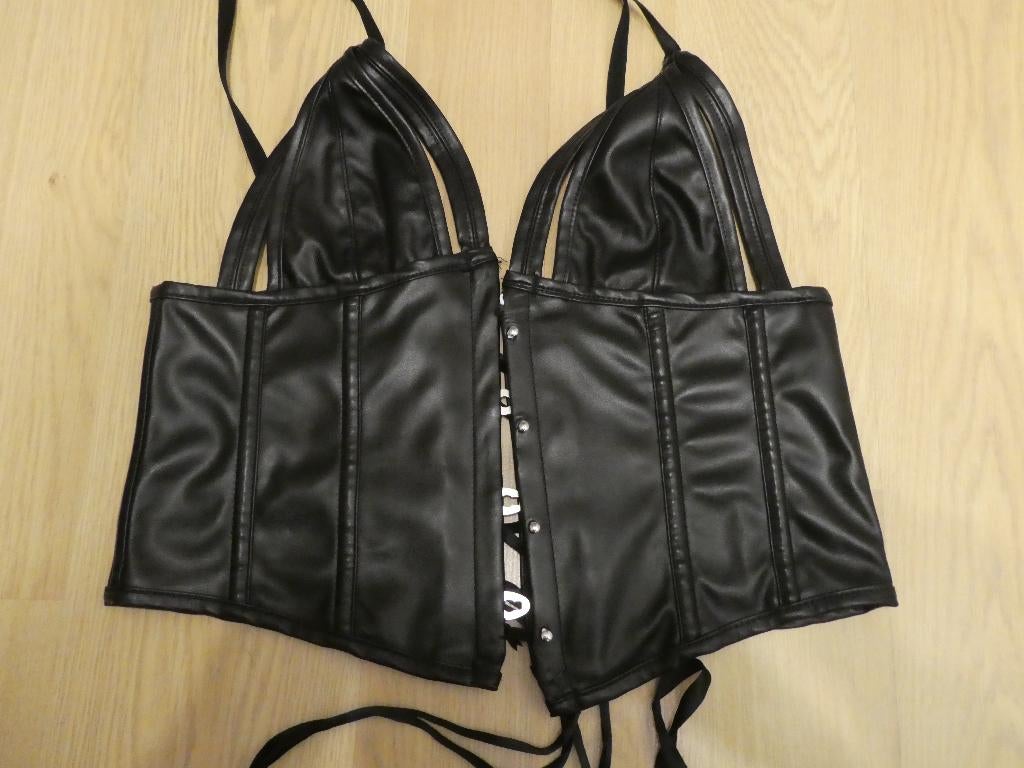 Bustier Faux Leather Zwart, Kleding | Dames, Ondergoed en Lingerie, Ophalen of Verzenden, Zwart, Body of Korset