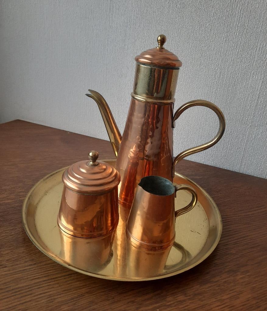 Vintage koperen koffieset, Antiek en Kunst, Ophalen, Koper