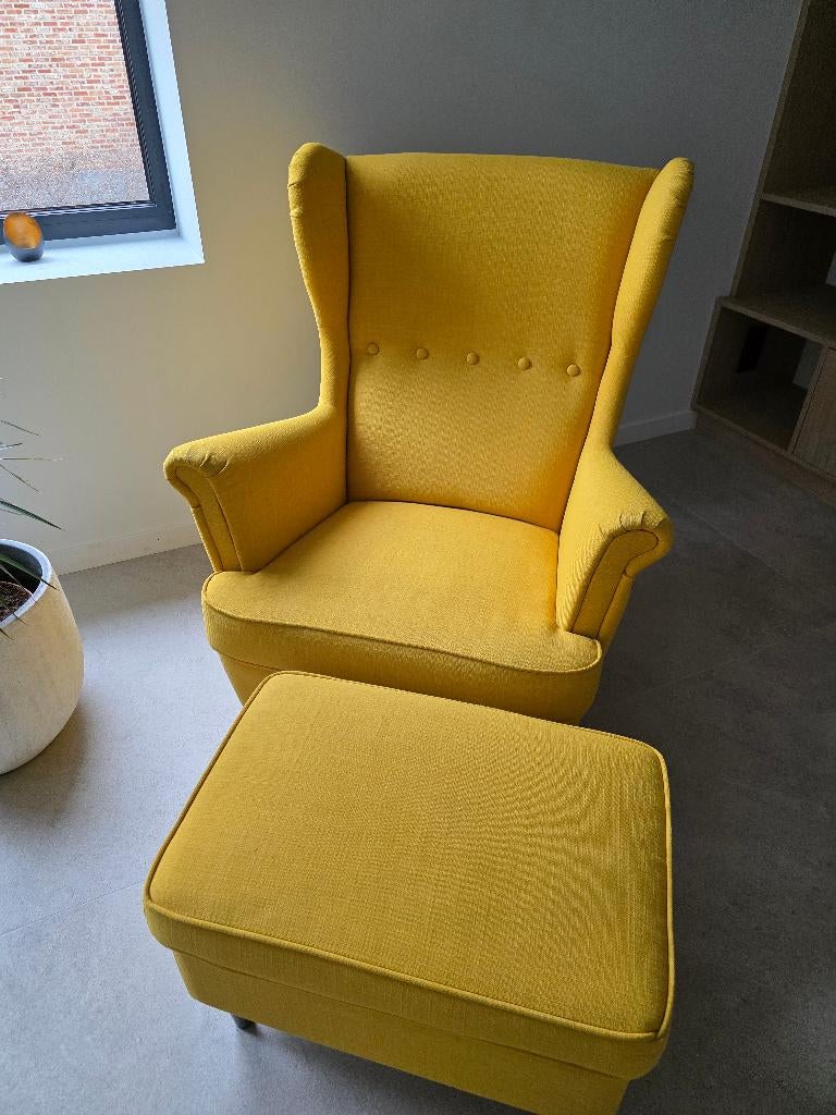 Ikea éénzit + voetenbank, Enlèvement, Comme neuf