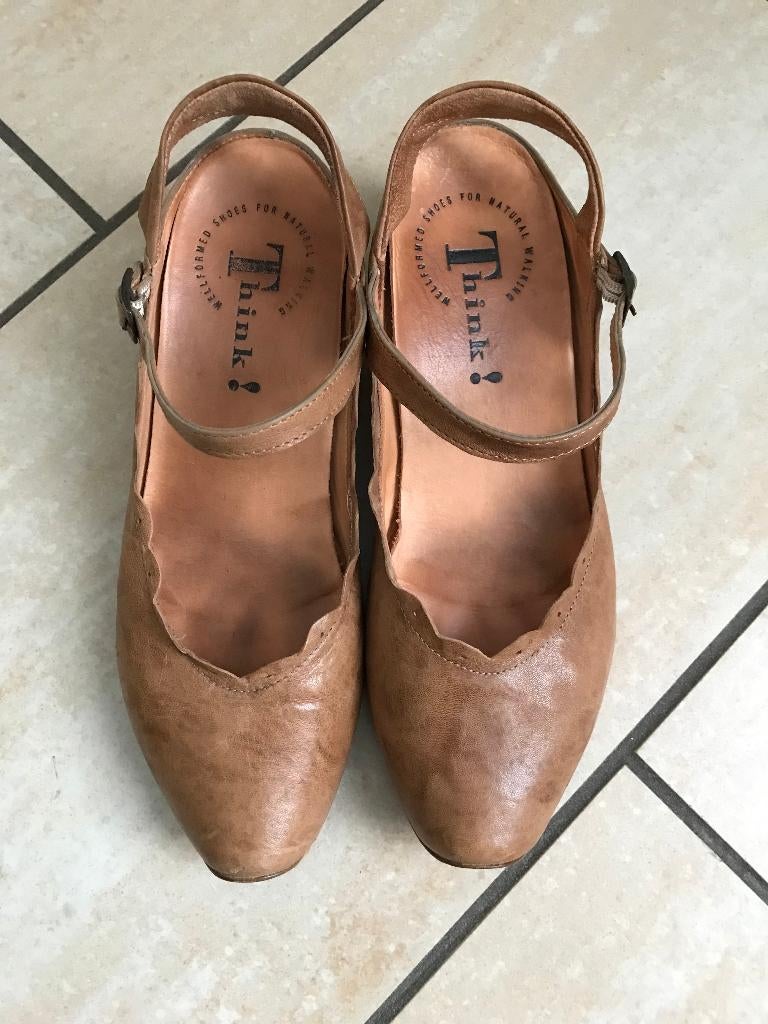 Bruine lederen schoenen van THINK! mt 39 uitneembare zool, Schoenen met lage hakken, Bruin, Think!, Ophalen of Verzenden