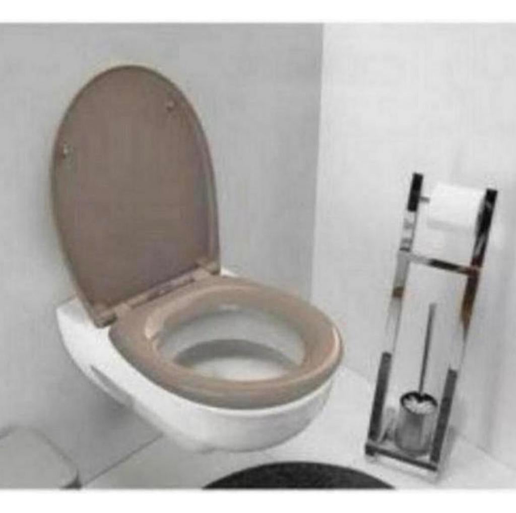Siège de toilette marron-gris-beige, siège de wc Nouveau, Bricolage & Construction, Sanitaire, Neuf, Toilettes, Enlèvement ou Envoi